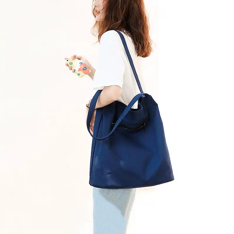 navy blue canvas tote bag