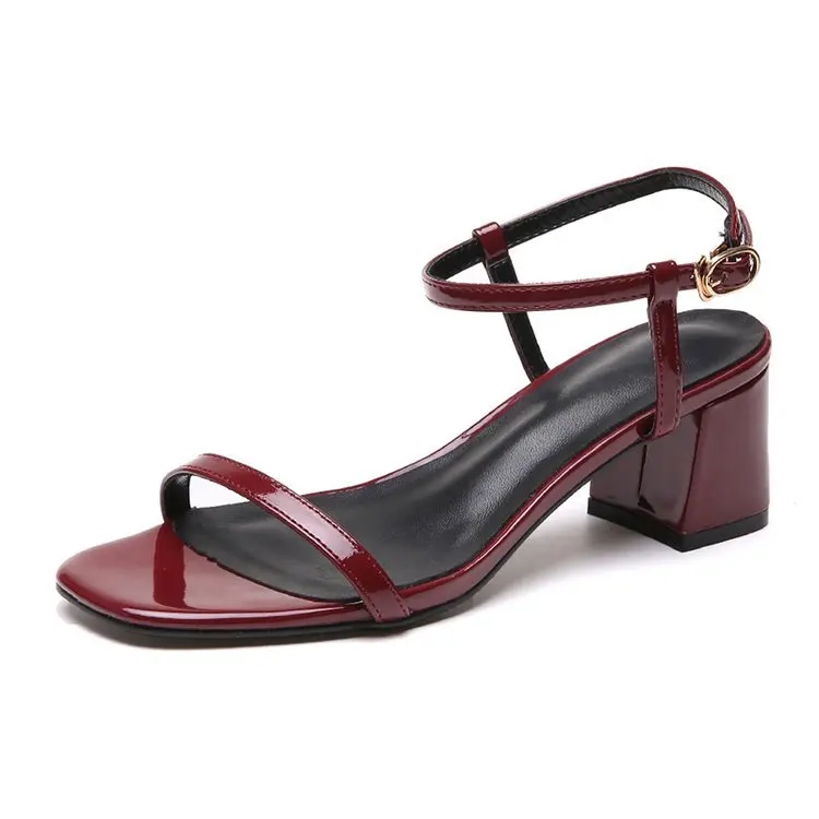 

2019 Spring and Summer New Women's Sandals Hoof Heels Female Korean Version One Word Buckle Leisure Single Shoes sandalias mujer