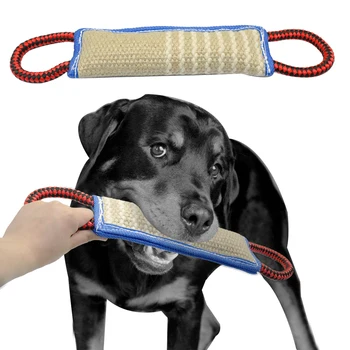 

Jute Dog Tug Bite Toy with 2 Handles K9 Pet Chewing Toys for Pet Training Sporting and Interaction Tugging For Medium Large Dogs