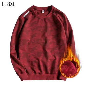 

Plus size L-7xl 8xl men casual fleece warm Hoodies loose camouflage large size fat guy o-neck long-sleeve male sweatshirt