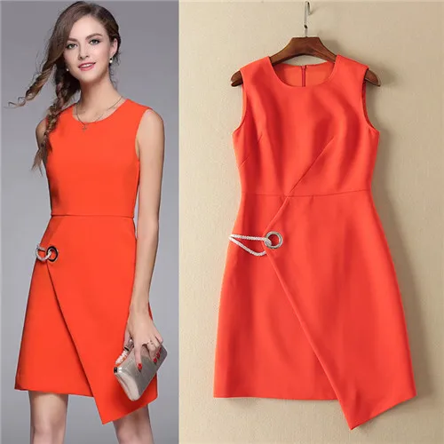 Высокое качество 2017 новое лето рукавов твердые dress черный нерегулярные тонкий