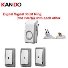 Евро/США штекер 3 излучателей+ 1 приемник беспроводной дверной звонок Водонепроницаемый 380 метр дверной звонок 48 мелодий дверной звонок цифровое сигнальное кольцо