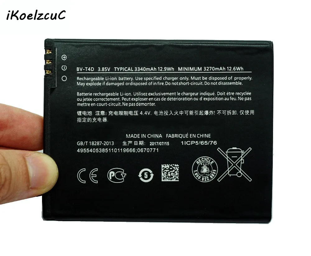 iKoelzcuC 3340mAh BV T4D Battery For Nokia Lumia 950 XL 940 XL Replacement Mobile Phone