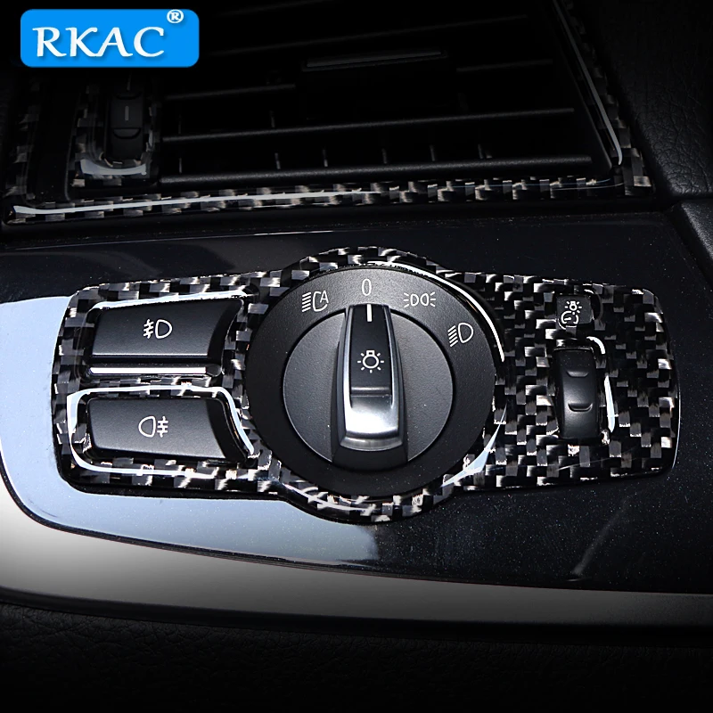 

Carbon Fiber Interior Headlight Switch Cover Trim Sticker Car Accessories For BMW 5 Series F10 F07 F01 F25 F26 Car Styling