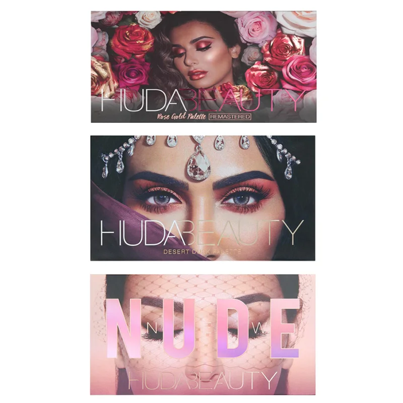 Huda Beauty 3pcs New NUDE Eye Rose Shadow Palette 18 Colours Europe Box Makeup Eyeshadow Palette Matte Shimmer