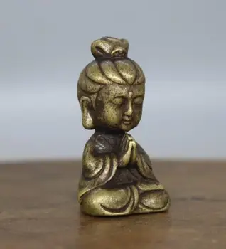 

China's archaize pure brass Guanyin bodhisattva small Buddha statue
