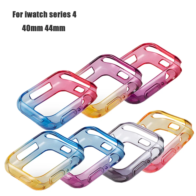 

New gradient TPU soft shell for Apple Watch 44/40mm watch cover Screen Protector Shell for iWatch Series 4 Watch case Accessorie
