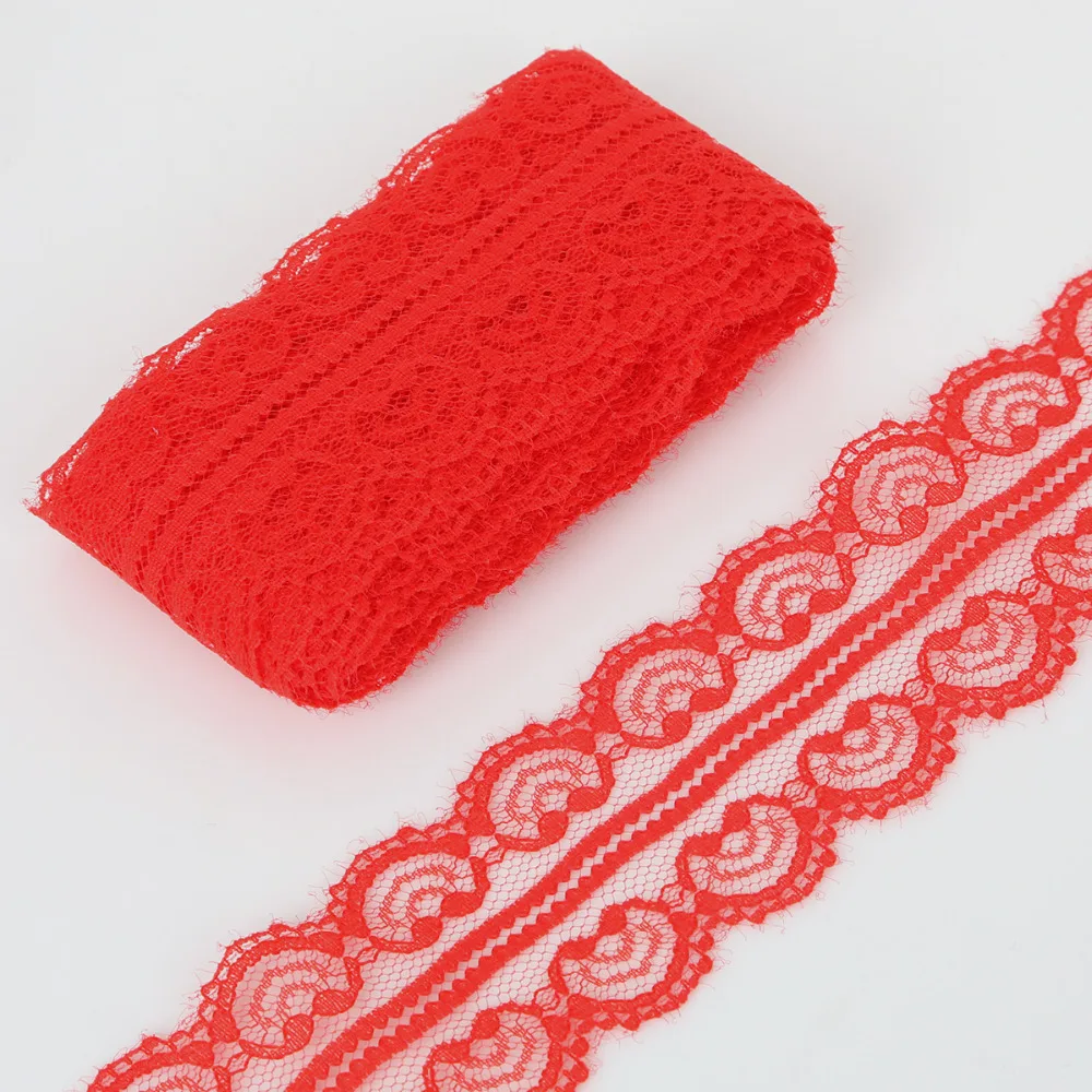 5yards/lot Red Lace Trim Ribbon 45MM Embroidered Lace Fabric For Sewing