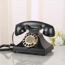 Черный старый античный телефон Американский винтажный бытовой телефон для офиса металлический вращающийся