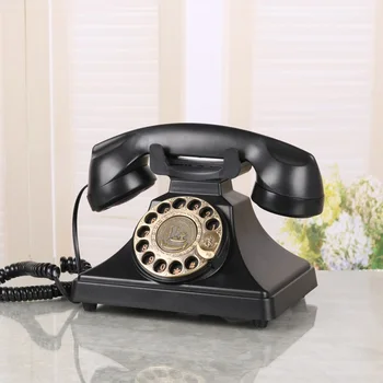 

Black old antique Fixed telephone American household office telephone (metal rotating)