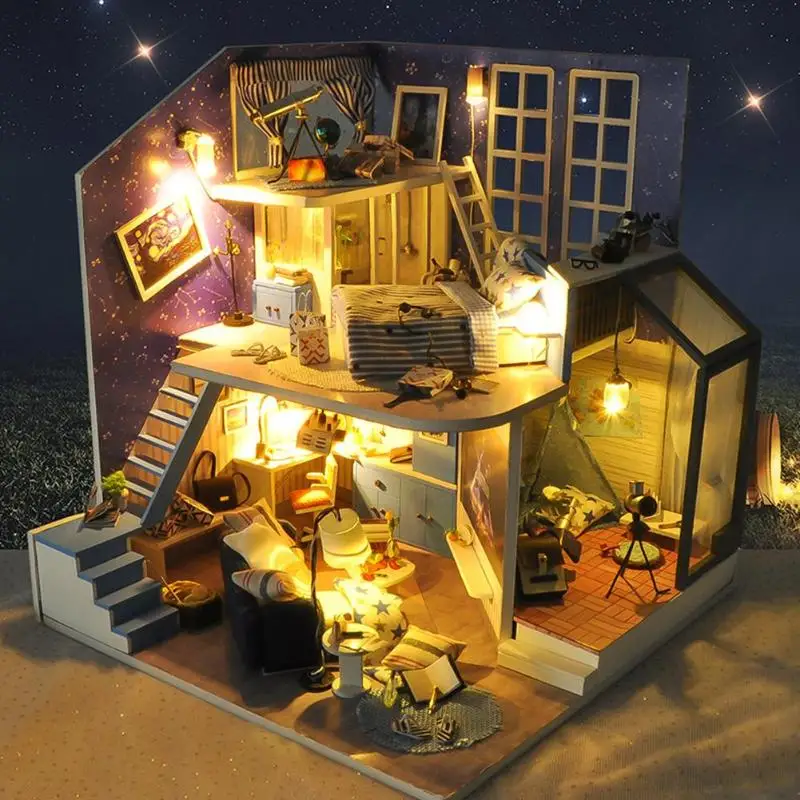Дом мечты кукольный дом мебель Diy Миниатюрный 3D Деревянный миниатюрный кукольный домик игрушки для детей подарки на день рождения