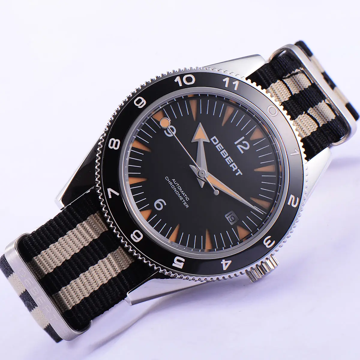 

DEBERT Sandwich Luminous Dial 21 Jewels Sapphire glass Automatic Men's Watch Black Ceramic bezel 41mm