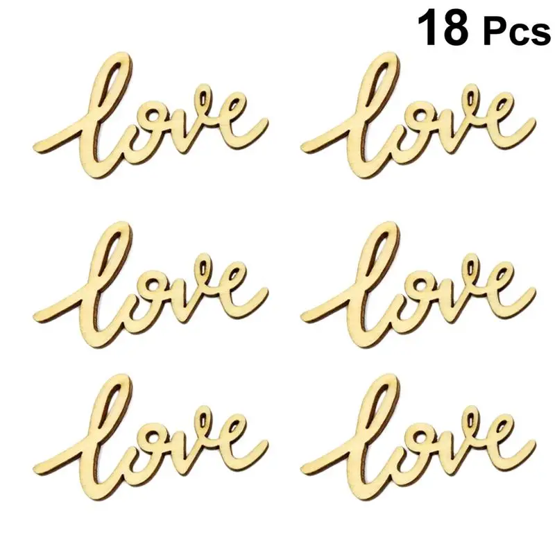 

18PCS Love Wooden Crafts Wood Slice Alphabet For Unfinished Cutout Hanging DIY Craft Wedding Party Decoration A3
