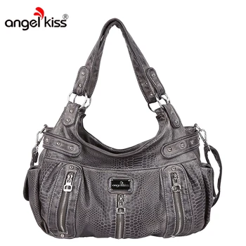 

Angelkiss Brand Vintage Women Python Print Handbag Roomy and Sturdy Purse with Movable and adjustable Long Strap