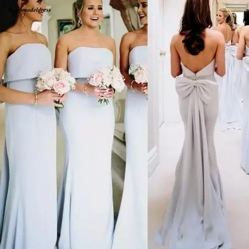 Us 91 2 20 Off 2019 Sheath Bridesmaid Dresses With Bow Strapless Open Back Sleeveless Modern Wedding Guest Party Gowns Maid Honor In Us 91 2 20 Off 2019 Sheath Bridesmaid Dresses With Bow Strapless Open Back Sleeveless Modern Wedding Guest Party Gowns Maid Honor In