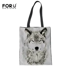 FORUDESIGNS/крутые сумки для покупок с принтом волка; Холщовая Сумка-тоут; сумка для девочек; школьная сумка для путешествий; женская сумка на плечо; Прямая поставка