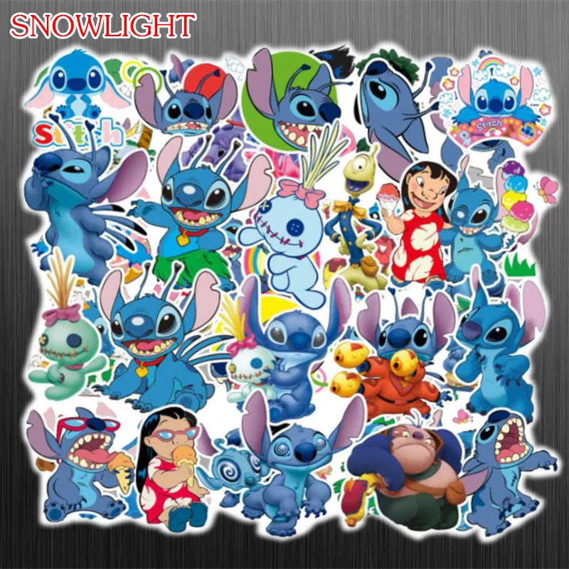 55Pcs/Set Cartoon Lilo Stitch Cute Sticker Graffiti JDM DIY Stickers For Guitar Motorcycle Laptop Luggage Skateboard Snowboard