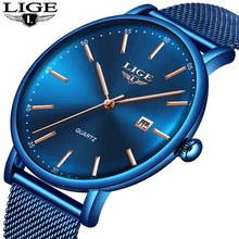 LIGE Mens Watches Top Brand Luxury Sport Watch Ultrathin Mesh Casual Waterproof Quartz Watch Men Blue Clock Relogio Masculino LIGE Mens Watches Top Brand Luxury Sport Watch Ultrathin Mesh Casual Waterproof Quartz Watch Men Blue Clock Relogio Masculino