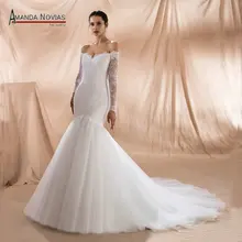 Сексуальное свадебное платье русалки французское кружево с платье невесты с отделкой бисером