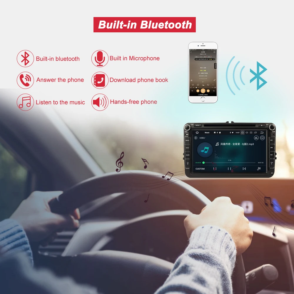 Perfect Android 8.0 2Din Car DVD Player foVolkswagen Caddy Golf  Passat Polo  TigPassat B6 5 cc for Octavia Fabia With DVD card slot 1