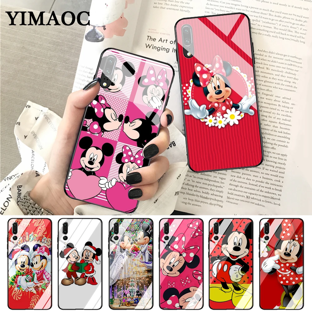 YIMAOC новогодний стеклянный чехол с Микки Минни для Huawei P10 Lite P20 Pro P30 P Smart honor 7A 8X9 10 Y6