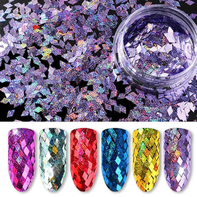 Ногтей Ромб украшения Алмазный лазер Красочные Блестки ультра-тонкие украшения DIY ногтей Блеск 6 цветов