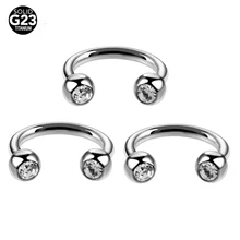 10 шт./лот G23 Класс Титан BCR с двойной камень и украшением в виде шара pircing nariz1.2* 8+ 3+ 3 мм кольцо «Подкова» пирсинг ноздря