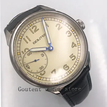 

42mm Brushed Silver Case 17 jewels 6497 Hand Winding Movement Wrist Watch