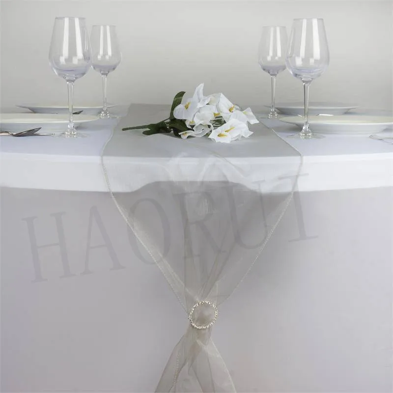 Free Shipping Silver 12 pcs 12"x108" Organza Modern Cotton Table