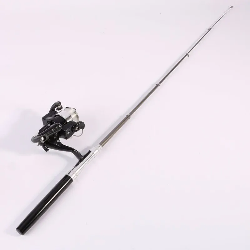 Vara de Pesca + Carretel ao ar Livre Mini Acampamento Viagem Arremesso Telescópica Bolso Caneta Forma Pesca Linha 19 Ao ar livre mini acampamento viagem arremesso