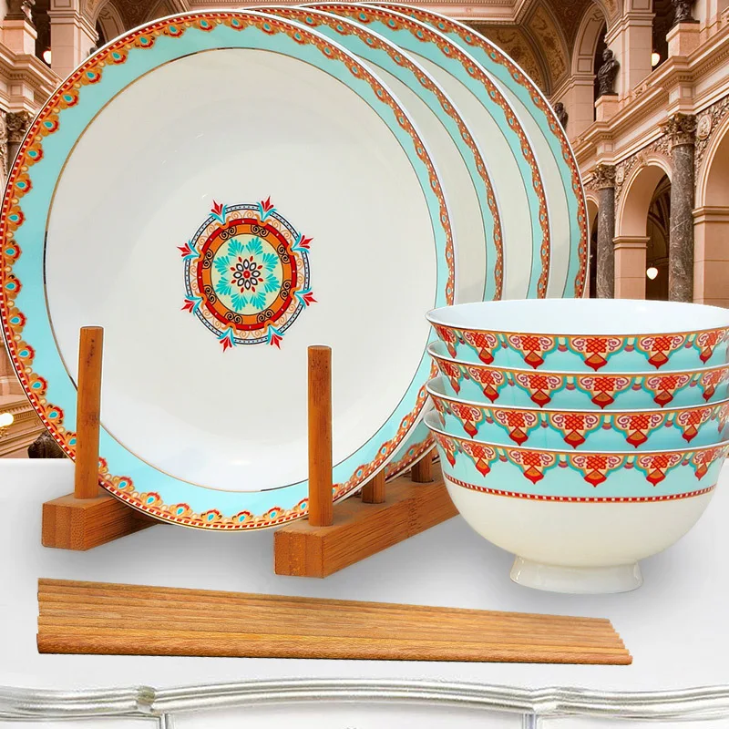 8pcs set, real bone china dinner plate sets, bone china dinnerware