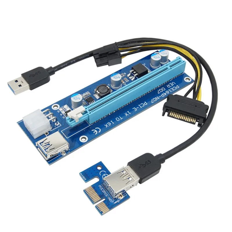 PCI-E PCI E Express Riser Card 1x к 16x USB 3,0 кабель для передачи данных 30 см SATA кабель питания для Шахтерская машина Биткойн Майнинг