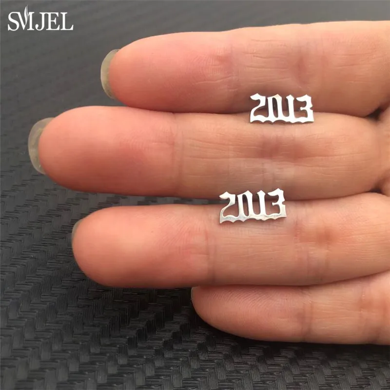 Серьги SMJEL с цифрами на год для мужчин и женщин ювелирные изделия из нержавеющей