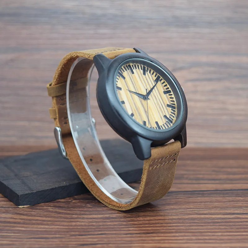 MAN WOOD WATCH BAMBOO BROWN LEATHER13