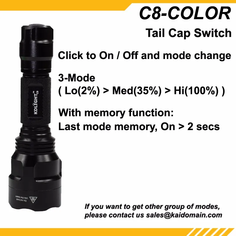 KDLITKER C8-COLOR Cree XP-E2 красный 620nm 320 люмен Кемпинг Охота светодиодный фонарик-черный(1 х 18650