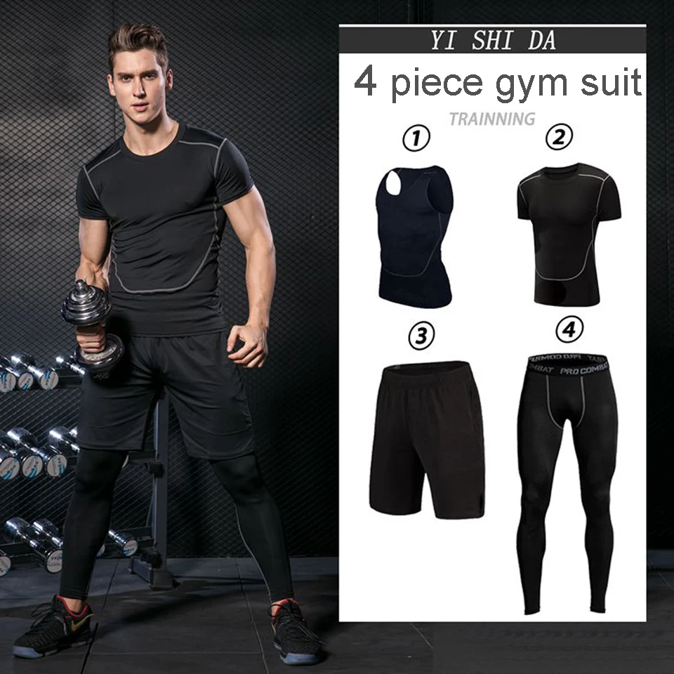 mezcla Ocupar pegar Mne Conjunto de ropa deportiva para hombre, traje de compresión para  correr, chándales, ropa activa para hombre|Sets de ejercicio y  entrenamiento| - AliExpress