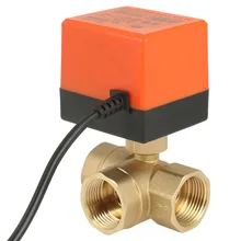 Электромагнитный клапан переменного тока 220 В, латунный Электрический моторизованный шаровой клапан, 2 способа, 3 провода, Т-образная резьба 1,6 pa DN25 G", 3-ходовой шаровой клапан