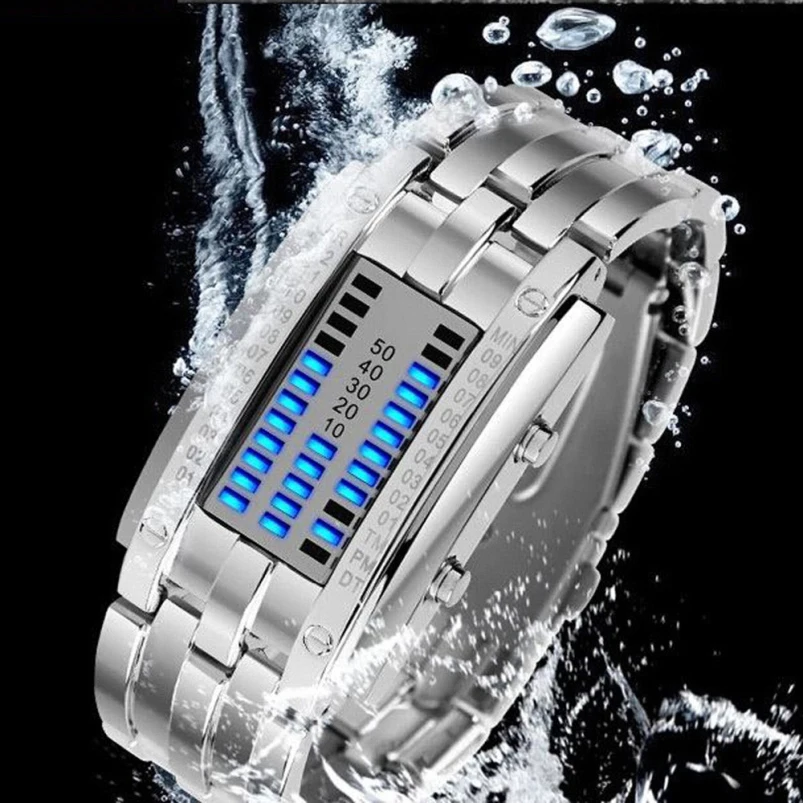 Splendid New Orologio Watches Luxury Men s Stainless Steel Date Digital LED Bracelet Sport Watches male