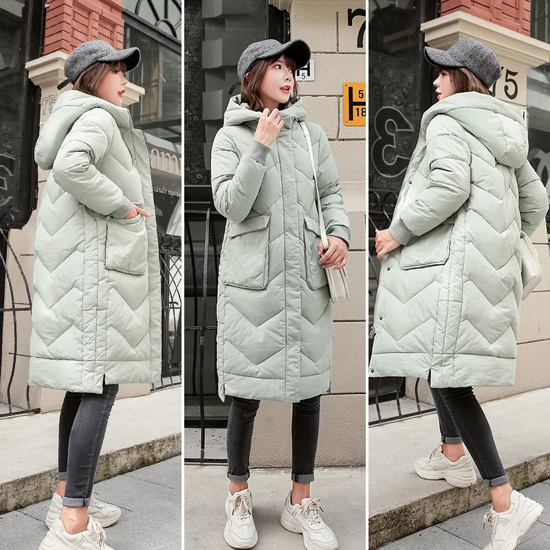 2018 Sand Moyen D'hiver Rembourré Solide Coréenne Style Longueur golden bean Manteau Femme Couleur black Épais Femmes A372 rice Le Green White Bean Parka Vêtements Bas Vers Coton PwaOPR8nA