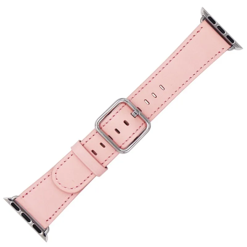 Ремешок кожаный для Apple Watch Band Series 3 2 1 черный спортивный сменный Браслет умных