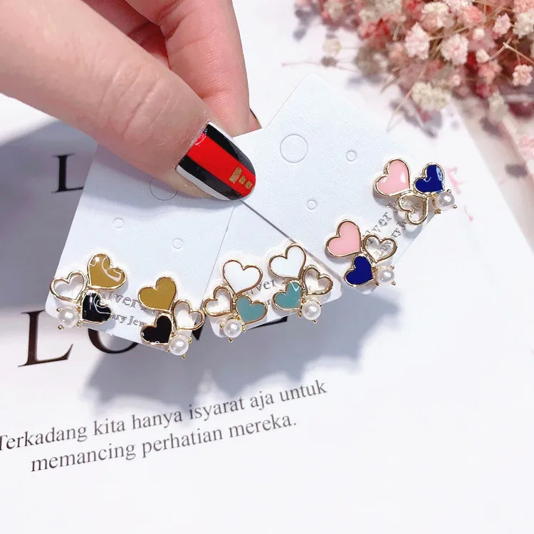 hollow heart pearl earring 925 silver post Hypoallergenic fadeless alloy fashion jewelry stud earrings for women girl gift