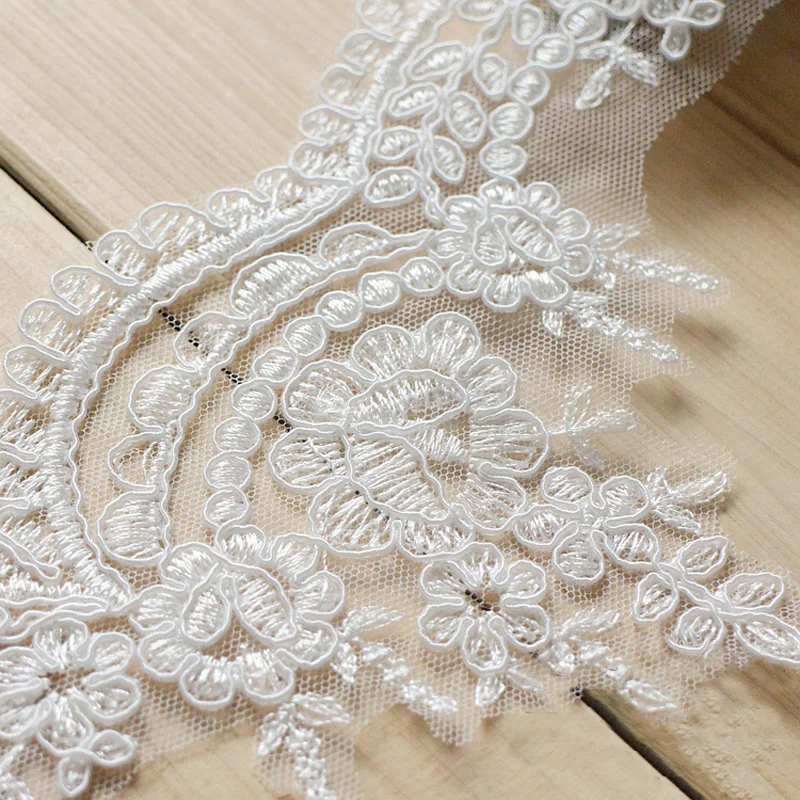 6Yard Width 11cm Bridal Lace Trim White Organza Lace Applique For