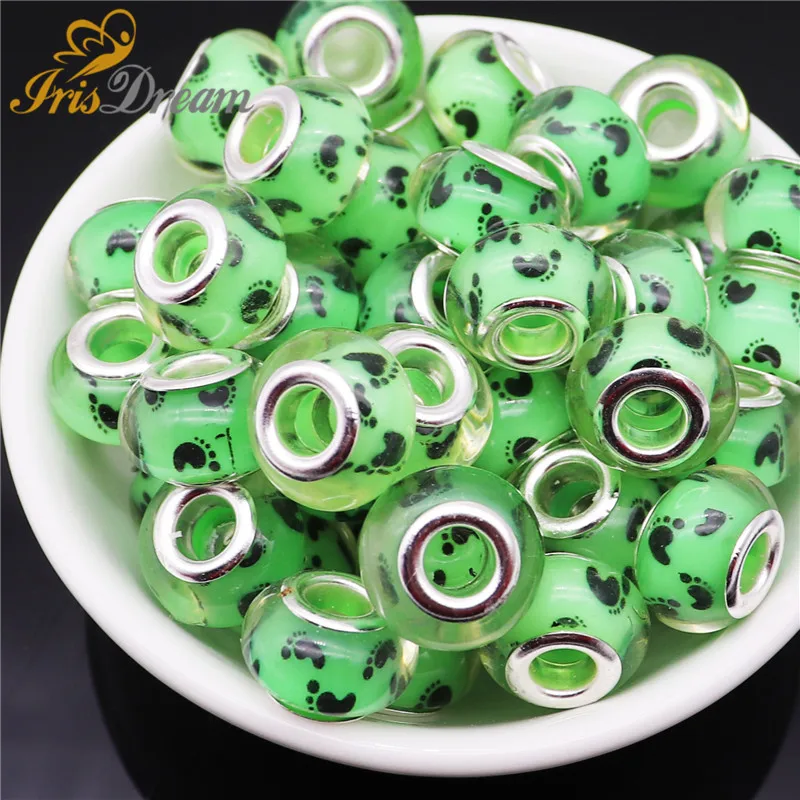 

10Pcs New Hot Foot Print Footmark Rondelle Beads for Jewelry Making Big Hole European Beads fit Pandora Charms Bracelet Necklace