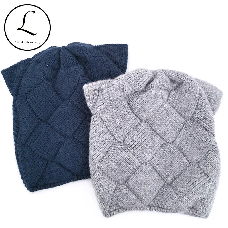 

GZHilovingL Cute Wool Cat Ear knitted Beanies Hats For Kids Toddler Soft Winter Thicker Baby Girls Solid color Skullies Caps Hat