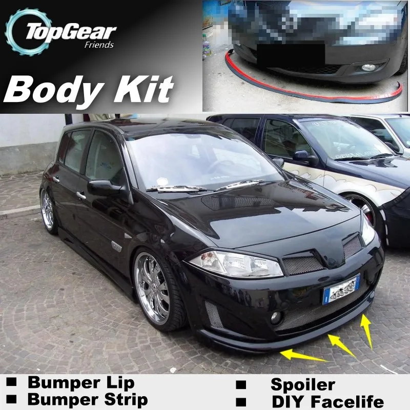 Lábios para Renault Saia para Topgear Pára-choques Lábio Defletor Scenic Frente Spoiler Amigos Carro Tuning Vista - Corpo Kit Tira 4 Saia abertura frontal