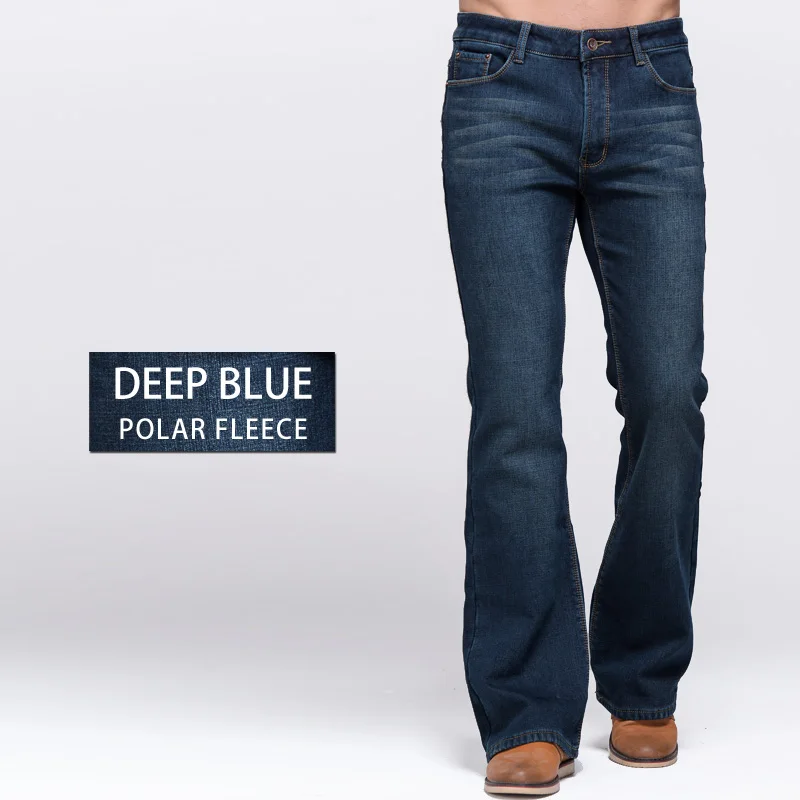 Cena GRG męskie zimowe dżinsy Stretch zagęścić ciepłe spodnie Slim lekko rozkloszowane spodnie Boot Cut Fit polar runo Jeans