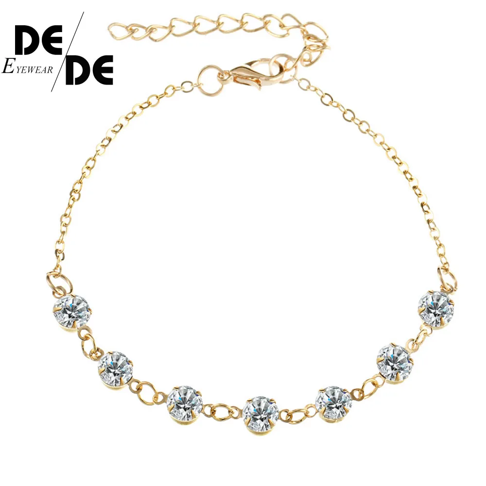 

Lovely Girl AB Crystal Ankle Bracelet Silver Color Link Chain Anklet Sexy Barefoot Jewelry Women Foot Bracelet Friendship Gift