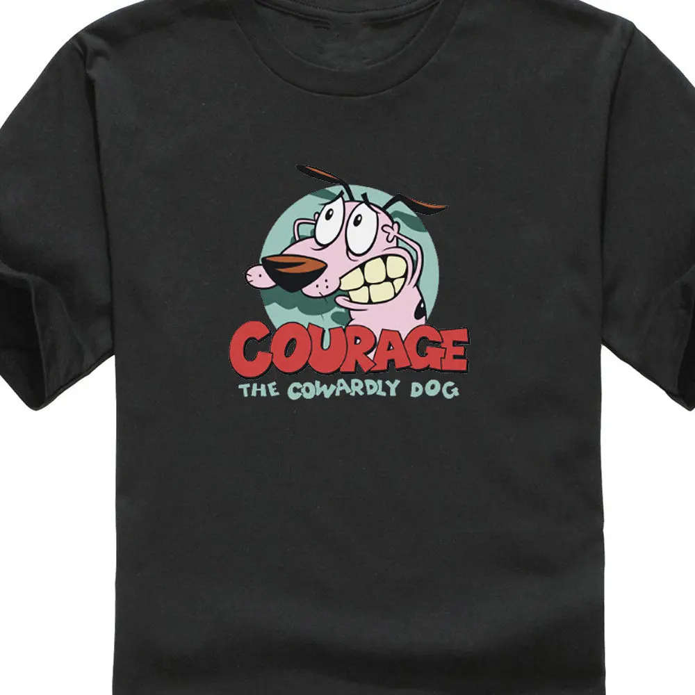 

T Shirt Tops Crew Neck Men Cartoon Network Courage The Cowardly Dog Courage Short-Sleeve Printed Shirt Cotton Hight Quality Man