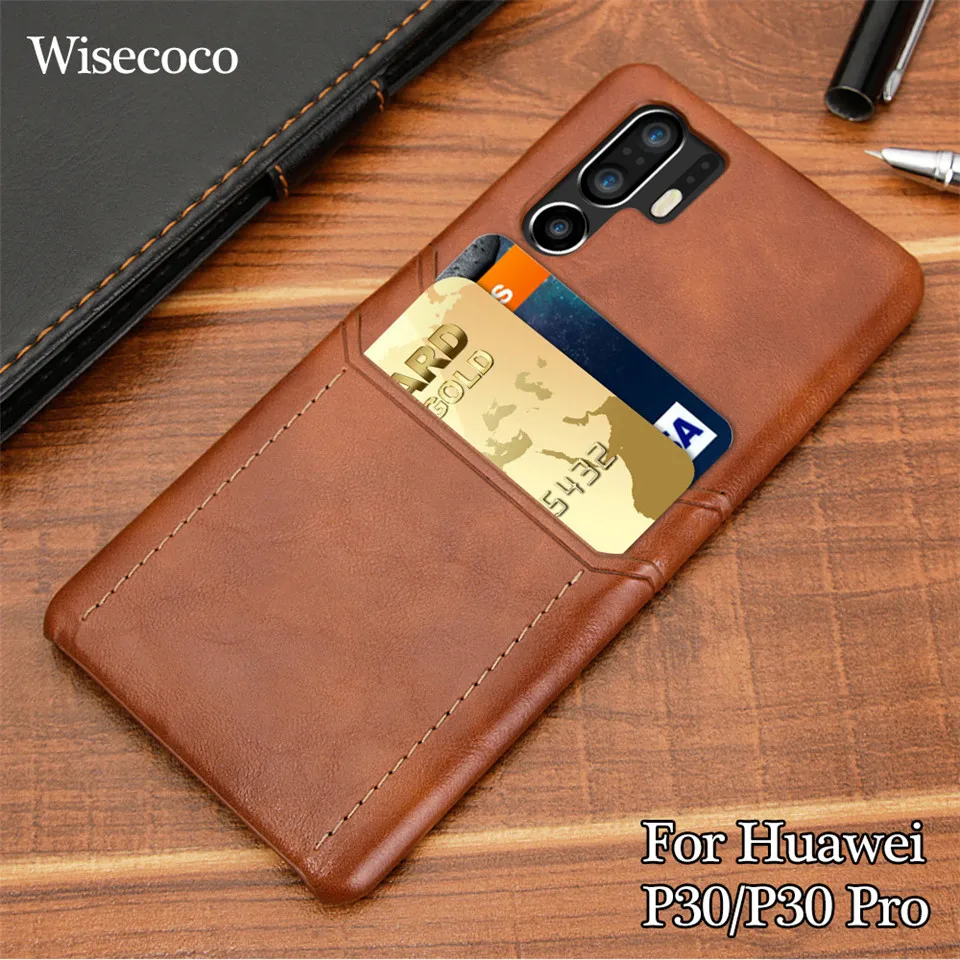 

Leather Card Slot Holder Phone Case for Huawei P30 P30 Pro Etui Business Luxury Wallet Huwei P30Pro Shockproof Hard Back Cover