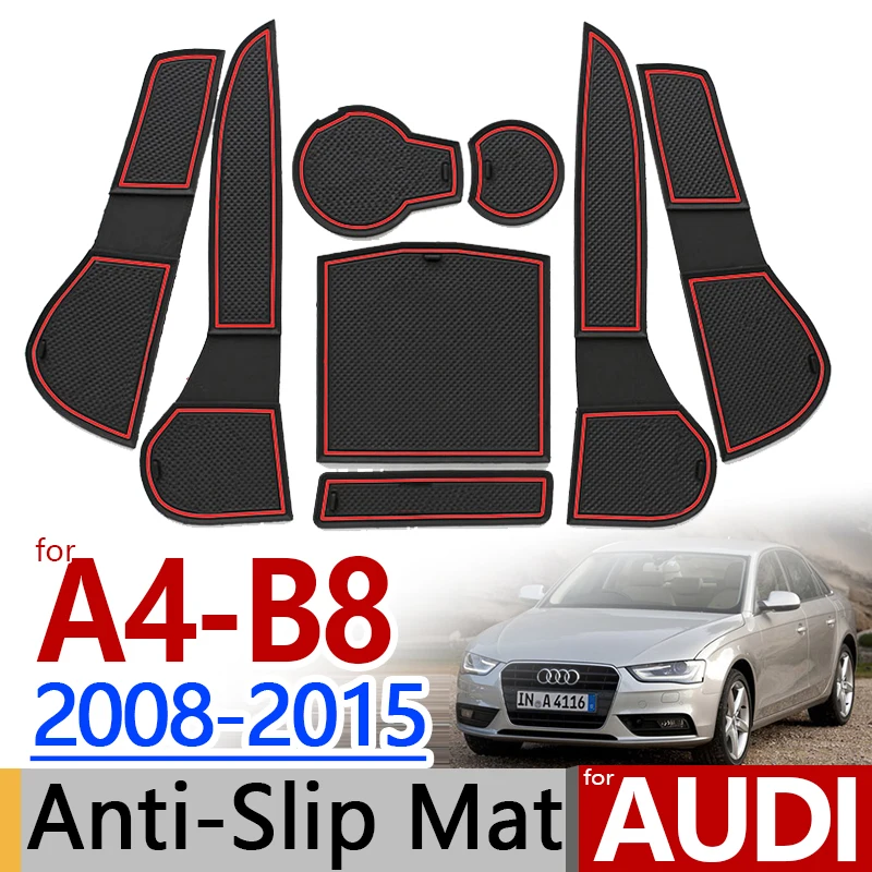 

for Audi A4 B8 2008-2015 Anti-Slip Rubber Cup Cushion Door Mat 9pcs 2010 2011 2012 2013 2014 Accessories Car Styling Sticker